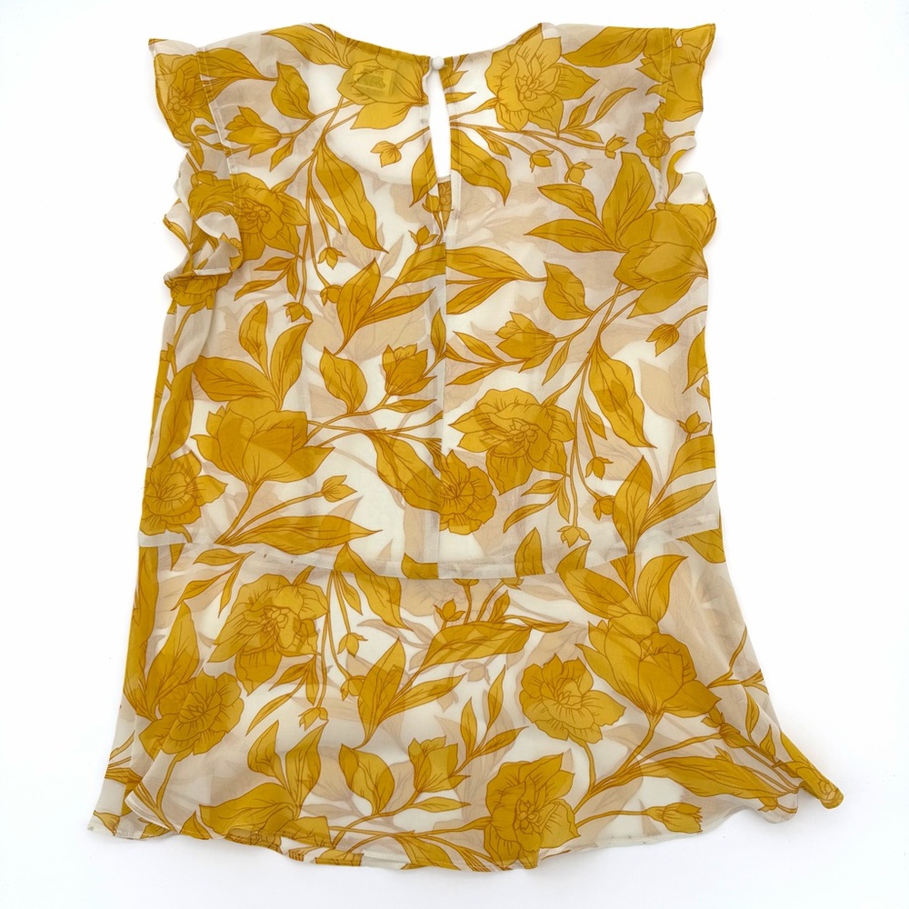 CAbi Women's Floral Yellow Sleeveless Silk Top Shirt Blouse Size XS Flowers - Picture 3 of 3